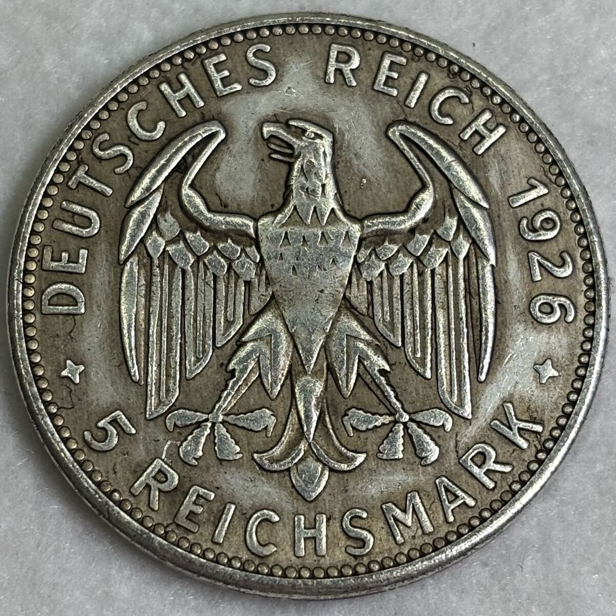 ナチスドイツ5マルク銀貨 ハーケンクロイツ 1936年A 美品