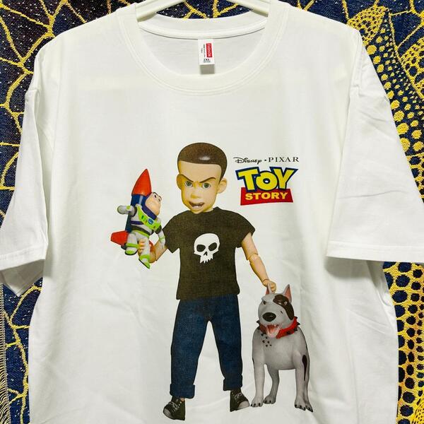 TOYSTORY 半袖 reprint Tシャツ 新品 お洒落 ホワイト トイストーリー レトロ 少年 悪ガキ ウッディ バズライトイヤー