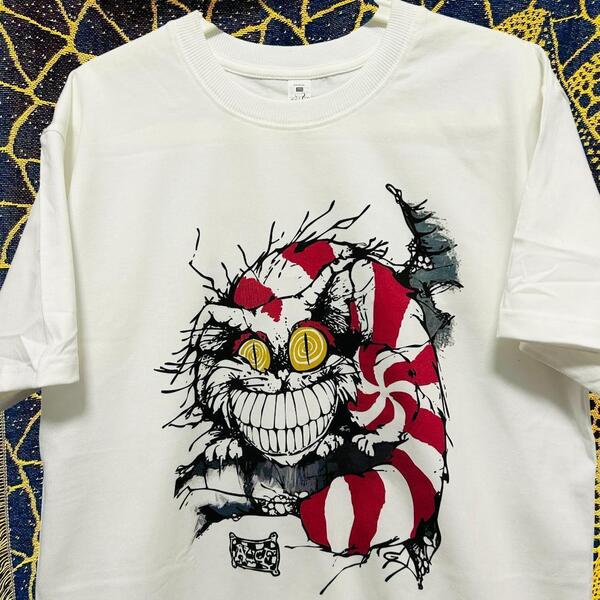 不思議の国のアリス 猫 半袖 Tシャツ 夏 新品 お洒落 XL 2XL ちしゃねこ ティーシャツ ハイデザインホワイト レトロ