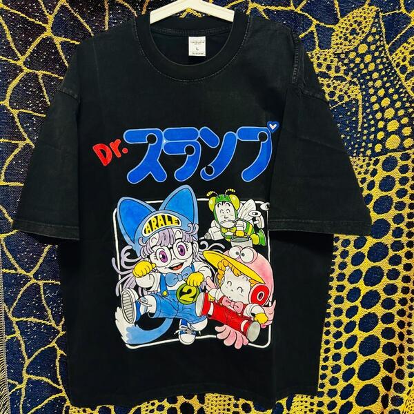 Dr.スランプ アラレちゃん Tシャツ 半袖 古着 ホワイト 漫画アニメ ドクタースランプ あられ ガッチャン 博士 ハイデザイン アニメT