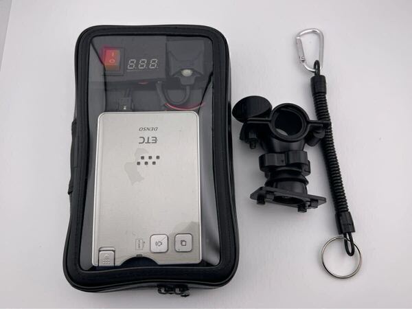 ★5個セット割★バイク用 ETC車載器 軽自動車セットアップ 自主運用 電池式 防水ケース 付き バイクETC 落下防止ストラップ
