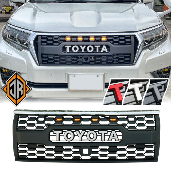 プラド 150系 後期用 フロントグリル エンブレム グレーメタリック LEDグリルマーカー ランドクルーザー PRADO