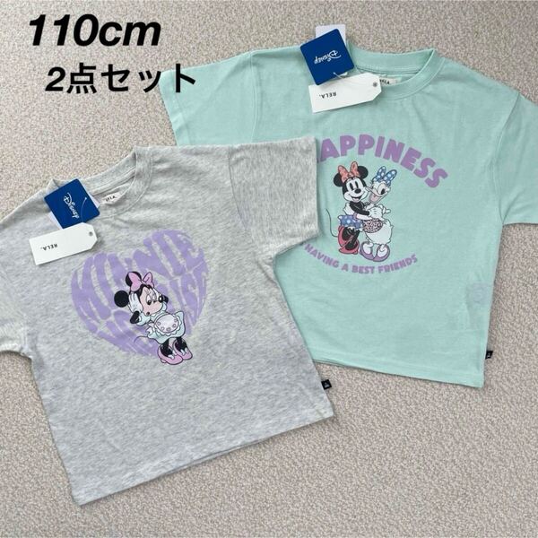 【送料無料】新品★Disney RELA. コラボ ミニーちゃん デイジー 半袖Tシャツ 2枚セット キッズ 女の子 110cm