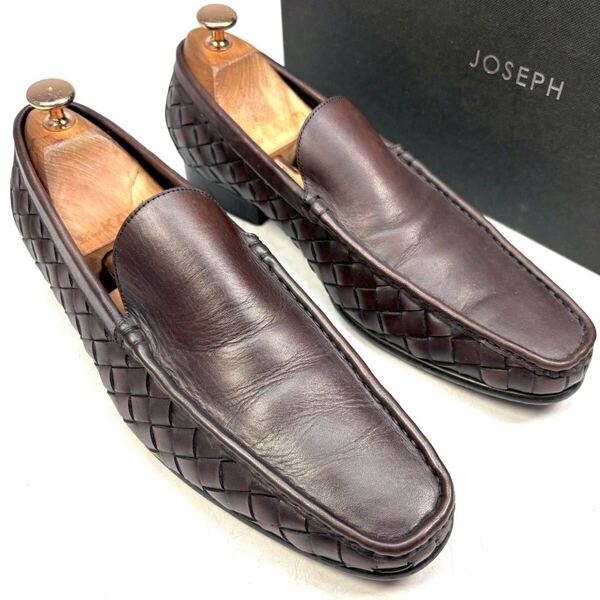 JOSEPH ジョゼフ ローファー 革靴 レザー 40 25.5cm イントレチャート 編み込み 本革 靴 シューズ ブラウン