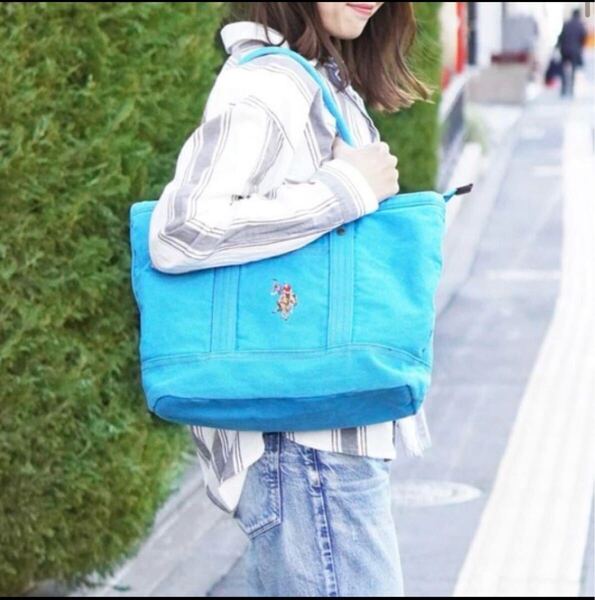 ユーエスポロアッスン トートバッグ ブルー 水色 青 US POLO ASSN