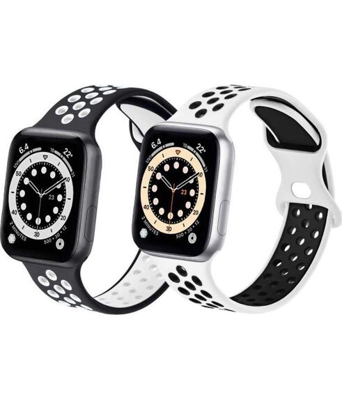 Apple Watch バンド, スポーツベルトシリコン 防汗アップルウォッチバンド iWatch SE /Series7/6/5/4/3/対応 42/44/45mm 2本一番人気