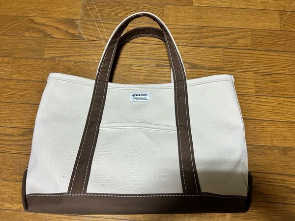 ♪ORCIVAL オーシバル 茶 アイボリー キャンバス トートバッグ M