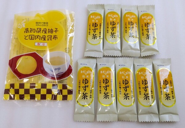 即決送料込◆OSK ゆず茶 インスタントティー ワンカップ用スティック 2g × 9本 高知県産柚子と国内産昆布 賞味期限2026.6.11