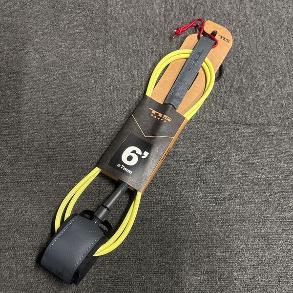 ツールスTLS FIVE STAR LEASH 6FT 6フィート リーシュ 7ミリ サーフィン リーシュコード ショートボード イエロー