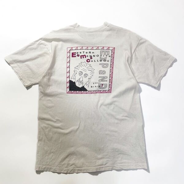90s 80s Einstein アインシュタイン カレッジ 大学 プリントt Tシャツ tee ビンテージ アメリカ製 usa old XL フルーツオブザルーム 白
