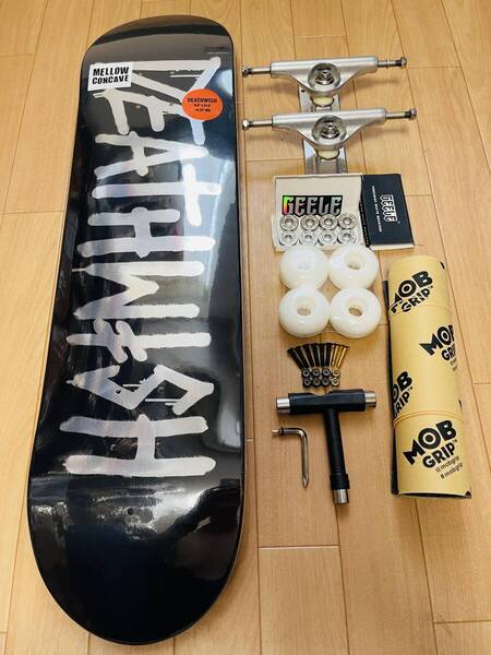 INDEPENDENTチタン合金製同等品トラック使用 DEATHWISH デスウィッシュ スケートボード スケボー 8.0*31.5 コンプリートセット 黒銀