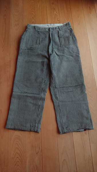 1940's フランス ヴィンテージ パンツ ストライプ モールスキン ピケ ワーク パッチワーク レア 希少