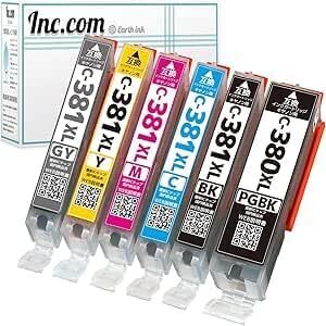 【Inc.com】 BCI-381XL BCI-380XL 6色セット 380PGBK/顔料ブラック 大容量 インクの専門家監修 キヤノン(Canon)用 380PGBK 381 0507