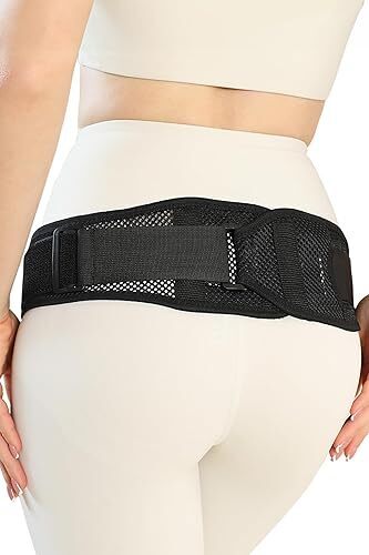 骨盤ベルト 産後 ズレにくい 【整体師監修】骨盤の安定×腰を支える×骨盤ケア×薄型設計 (ブラック, S/M 骨盤周り65cm〜85cm) 0511