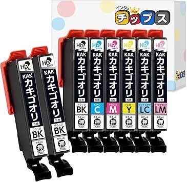 インクのチップス エプソン用 KAK(カキゴオリ) 互換インク KAK-6CL 6色セット+ブラック2本 染料 <発色の良いHDカラー使用> 0521