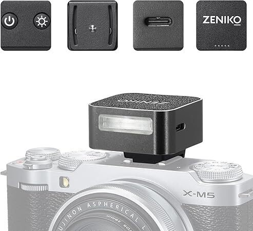 Zeniko ZF08 アルミミニフラッシュスピードライト、440フルパワーオンカメラフラッシュ、CCT 6500K±200K小型カメラフラッシュ 0523