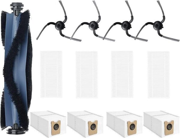 Eufy C10 ロボット掃除機用消耗品セット, フィルターX4, 紙パックX4, ローラーブラシX1, サイドブラシX4, 交換パーツ13点 0501