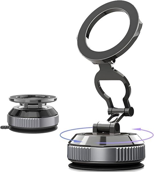 車載スマホホルダー 真空吸着式 MagSafe対応 360度回転 スマホスタンド強力マグネット 補助プレート付属 iPhone/Android対応 多用途 0519