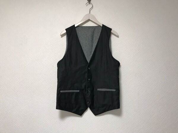 本物タケオキクチtkTAKEOKIKUCHIリバーシブルサマージレベストメンズサーフアメカジミリタリービジネススーツL黒ブラックグレー3