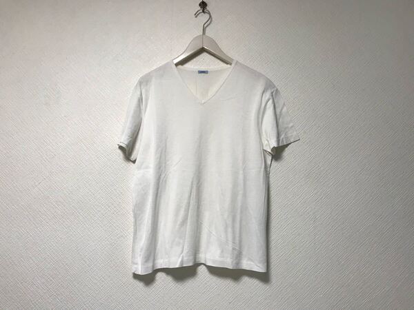 本物マーロmaloコットンVネック半袖Tシャツメンズサーフアメカジミリタリービジネススーツモードゴルフドレス白ホワイトイタリア製M