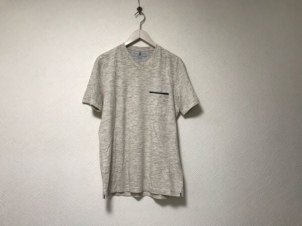 新品未使用本物ブルネロクチネリBRUNELLOCUCINELLIコットンVネック半袖Tシャツメンズビジネススーツゴルフドレスベージュ柄イタリア製S