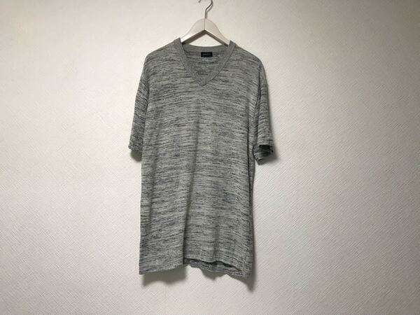 本物ジョセフオムJOSEPHHOMMEコットンレーヨンVネックニット柄半袖Tシャツメンズサーフビジネススーツモードゴルフドレス50グレーXL