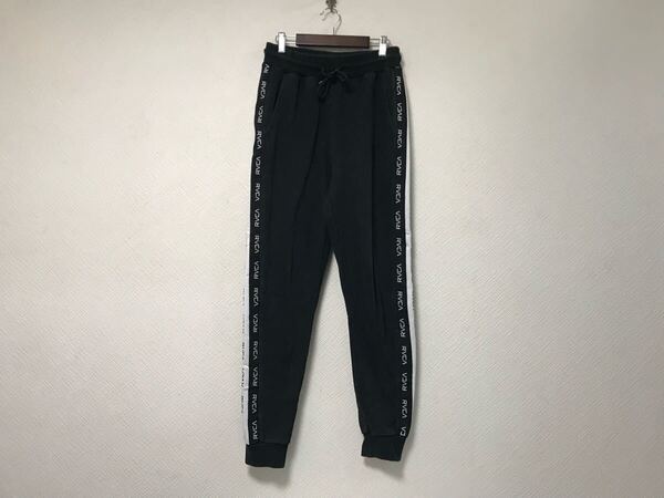 本物ルーカRVCAコットンイージーロゴスウェットパンツメンズサーフアメカジミリタリービジネススーツモードドレス黒ブラックS