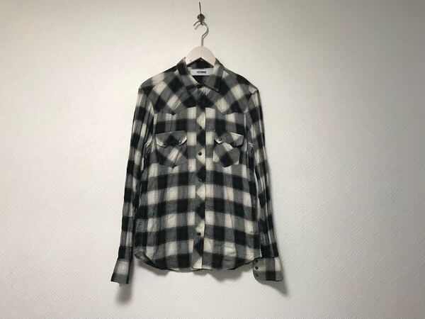 本物ロンハーマンRONHERMANコットンチェック柄長袖シャツメンズサーフアメカジミリタリーワークビジネススーツ白黒ブラックSアメリカ製