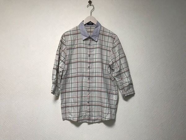 本物ミルクボーイMILKBOYコットンチェック柄7分丈長袖シャツメンズサーフアメカジミリタリービジネススーツモードドレスゴルフグレーM