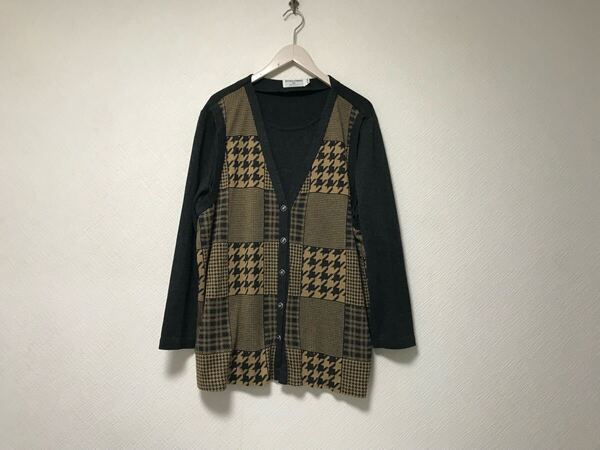 本物アルフレッドダナーALFREDDUNNER重ね着カーディガン柄デザインニット長袖セーターメンズレディースサーフグレー茶ブラウンXLアメリカ製