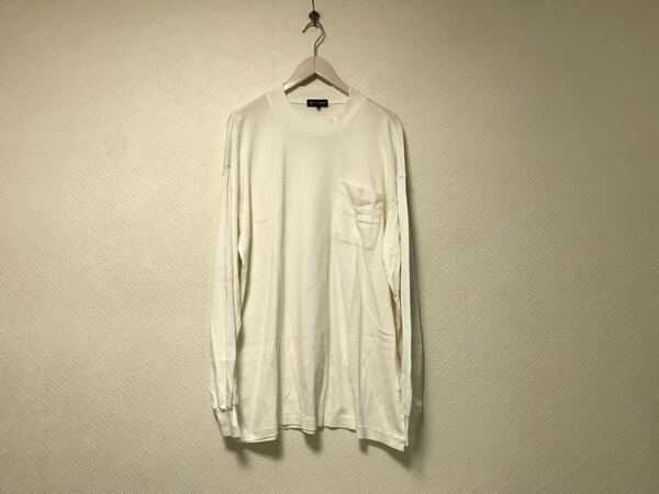 本物ザノベッティZANOBETTIコットンロゴ刺繍長袖ロンTシャツメンズサーフアメカジワークビジネススーツモードゴルフドレスXL白ホワイト50