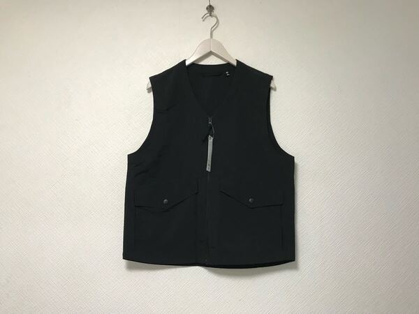 新品未使用本物ジーユーGUジップナイロンベストジャケットジレコートメンズサーフアメカジミリタリーワークゴルフドレス黒ブラックM