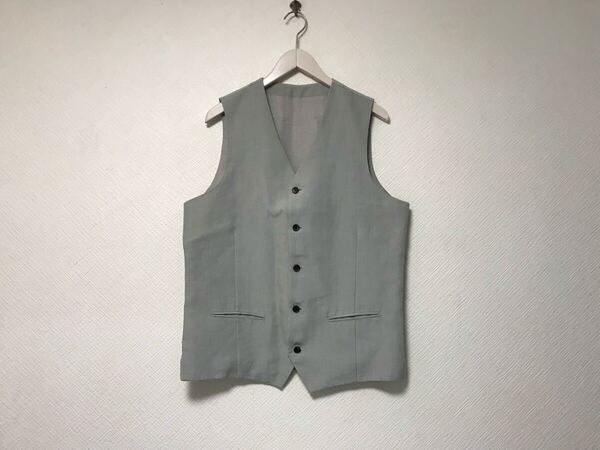 本物ステュディオスSTUDIOUSリネン麻ベストジレメンズサーフアメカジミリタリービジネススーツモードゴルフドレスグレー3日本製L