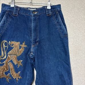 80s ANGELO アンジェロ 豪華刺繍 刺繍 テーパードデニム サイズ31 メンズMサイズ相当