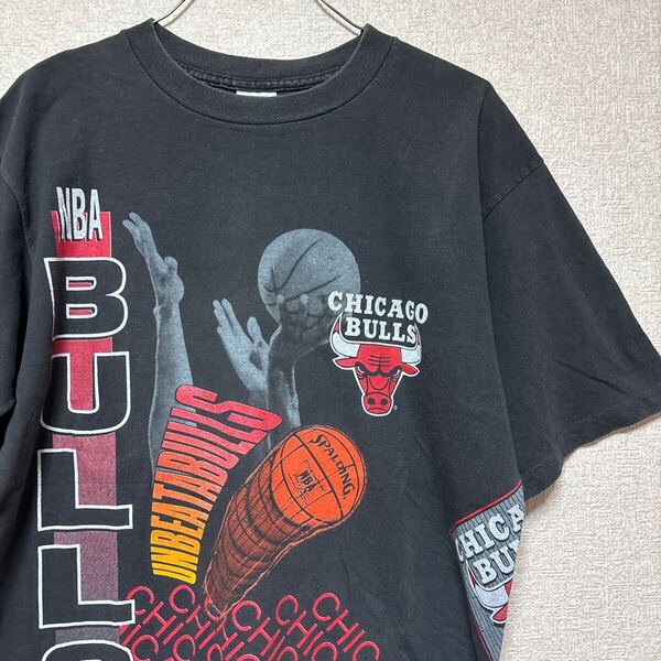 【USA製】 90s CHICAGO BULLS シカゴブルズ 両面プリント シングルステッチ Tシャツ メンズLサイズ