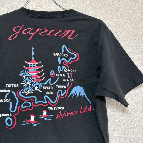 【JAPAN刺繍】 アヴィレックス AVIREX カットソー メンズMサイズ 日本地図 バックプリント