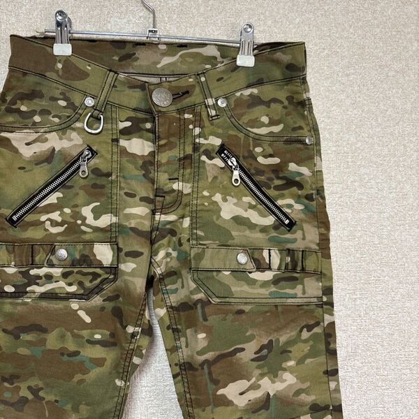 リー Lee パンツ BRAVE RIDERS 08552 ストレッチ スキニー ZIP Narrow メンズ スリム W28 メンズMサイズ相当 迷彩 カモフラ