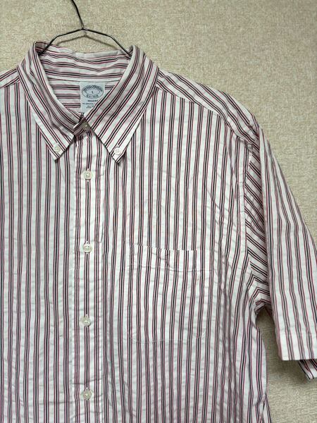 Brooks Brothers ブルックスブラザーズ Est.1818 REGENT 半袖 ボタンダウンシャツ ストライプシャツ メンズLサイズ