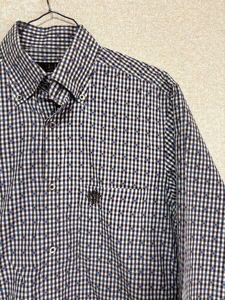 【高級紳士シャツ】 DAKS ダックス ボタンダウンシャツ チェック柄 ギンガムチェック 0355 サイズM 綿100% オンワード樫山