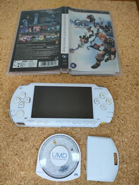 【動作確認済】PSP 1000 セラミックホワイト キングダムハーツバースバイスリープ付