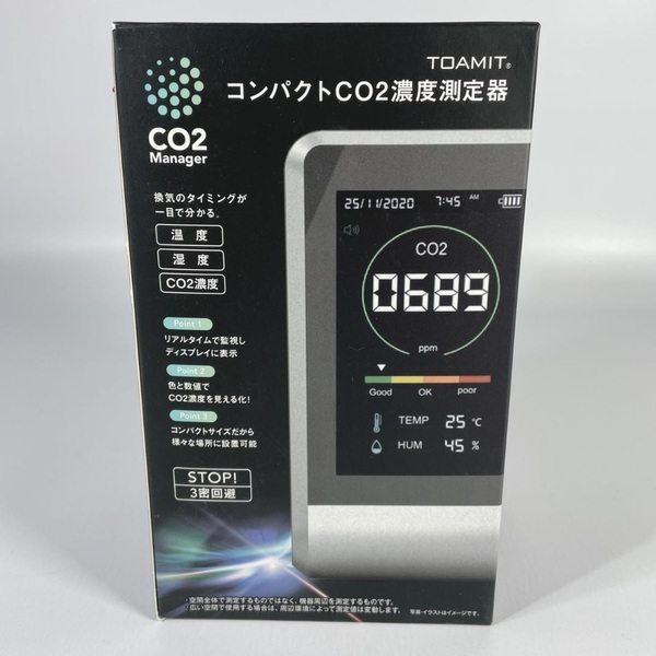 新品未使用 TOAMIT 東亜産業 CO2マネージャー 二酸化炭素濃度測定器 COセンサー アラート機能付き 充電式