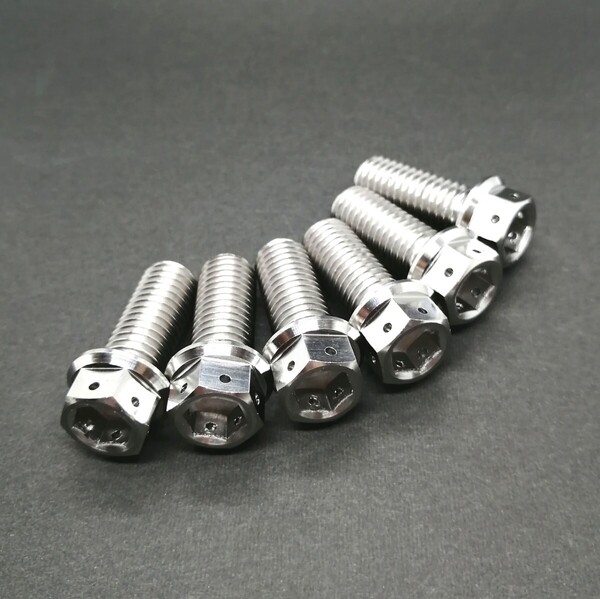 64チタン M10 P1.5 25mm デュアルドライブ フランジボルト 6本 チタン合金 Ti6Al4V