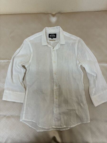 麻100% BEAMS ハイクオリティリネンシャツ 七分丈 XS ホワイト 白 ホワイト シャツ 麻 七分袖