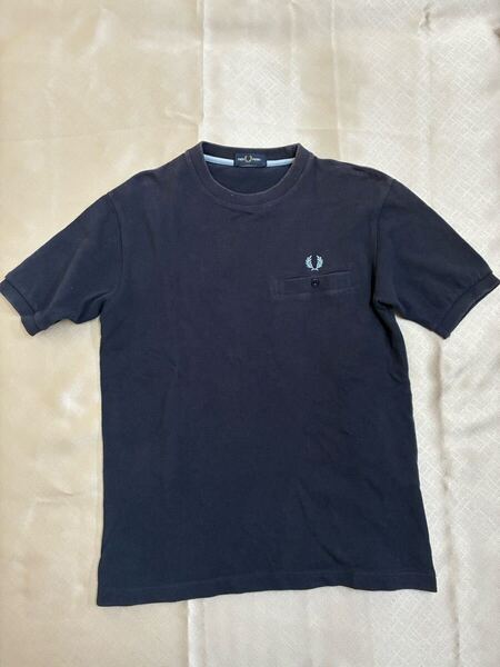 FRED PERRY ダークネイビー Tシャツ S ヒットユニオン製 半袖Tシャツ Tシャツ カットソー コットン100 トップス 半袖