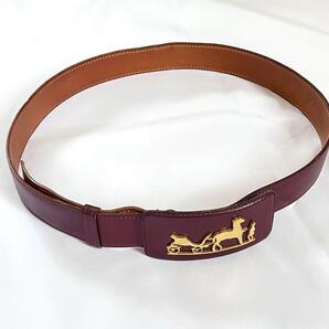 HERMES エルメス レザー ベルト ビンテージ ワインレッド