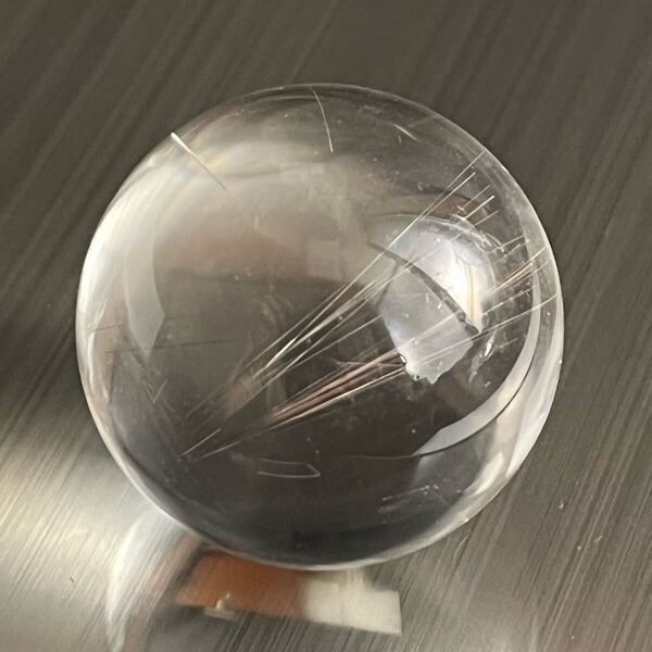 ◆新品◆透明度抜群!ルチルクォーツ丸玉◆約29ミリ◆約32g◆ブラジル産◆天然石 針水晶 パワーストーン スフィア シルバー ブラウン