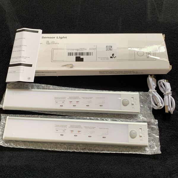 705t1513☆ 2本入り】ledセンサーライト 24cm 3色調整可能 人感センサーライト 室内 1500mAH Type C充電式 超薄型設計