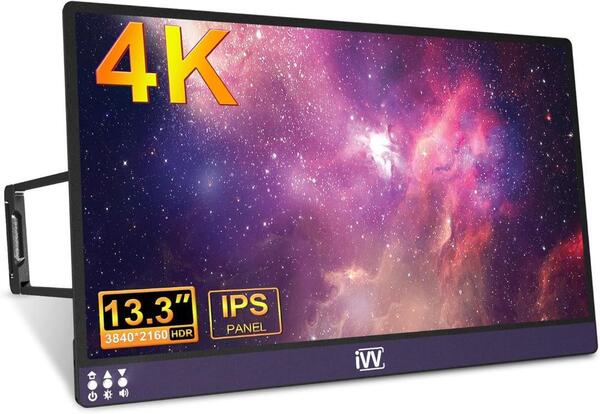 モバイルモニター 自立型 IVV 13.3インチ モバイルディスプレイ 4K 3840x2160 スマートフォン直連 【管理番号:A66】