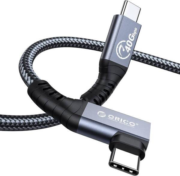 ORICO L字型 Thunderbolt 4 ケーブル 0.3m USB4.0 Type-C ケーブル 100W急速充電 8K@60Hz 映像出力 40Gbps【管理番号:O179】