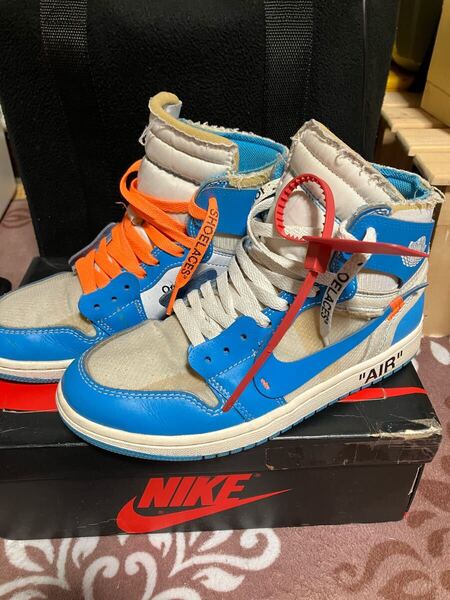 NIKE × OFF-WHITE AIR JORDAN 1 High UNC POWDER BLUE サイズ:25cm ナイキ エアジョーダン1